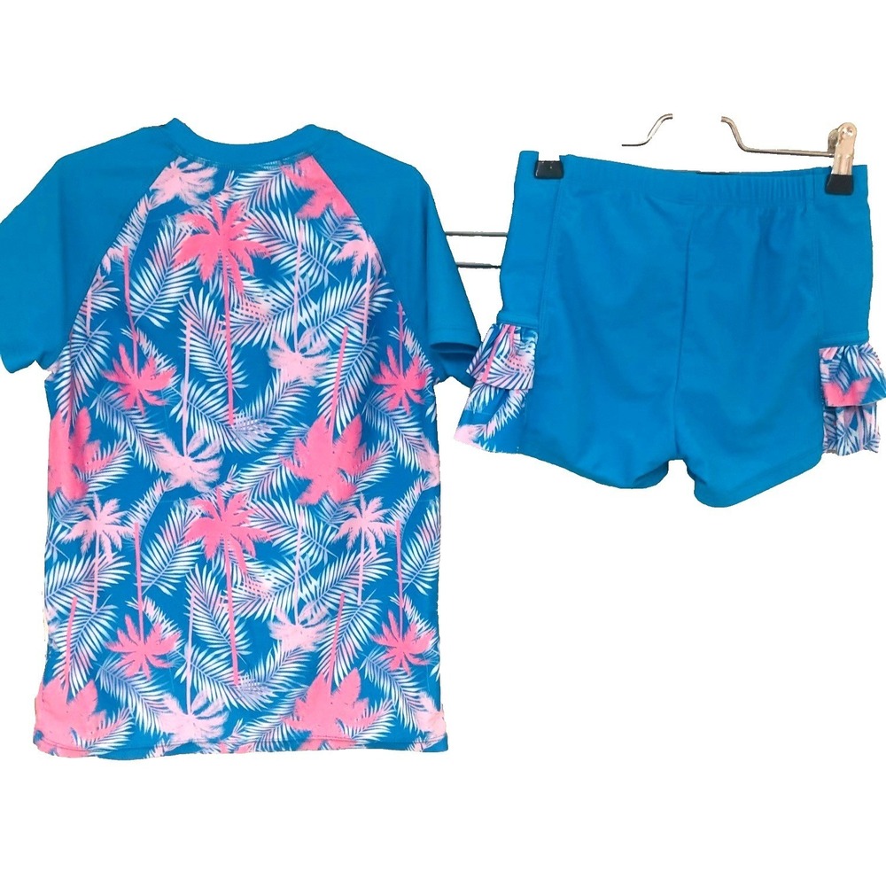 Grace Karin Rash Guard Swim Set 2 PC Shorts Outfit Beachy Coastal Girls 12 - Picture 2 of 11